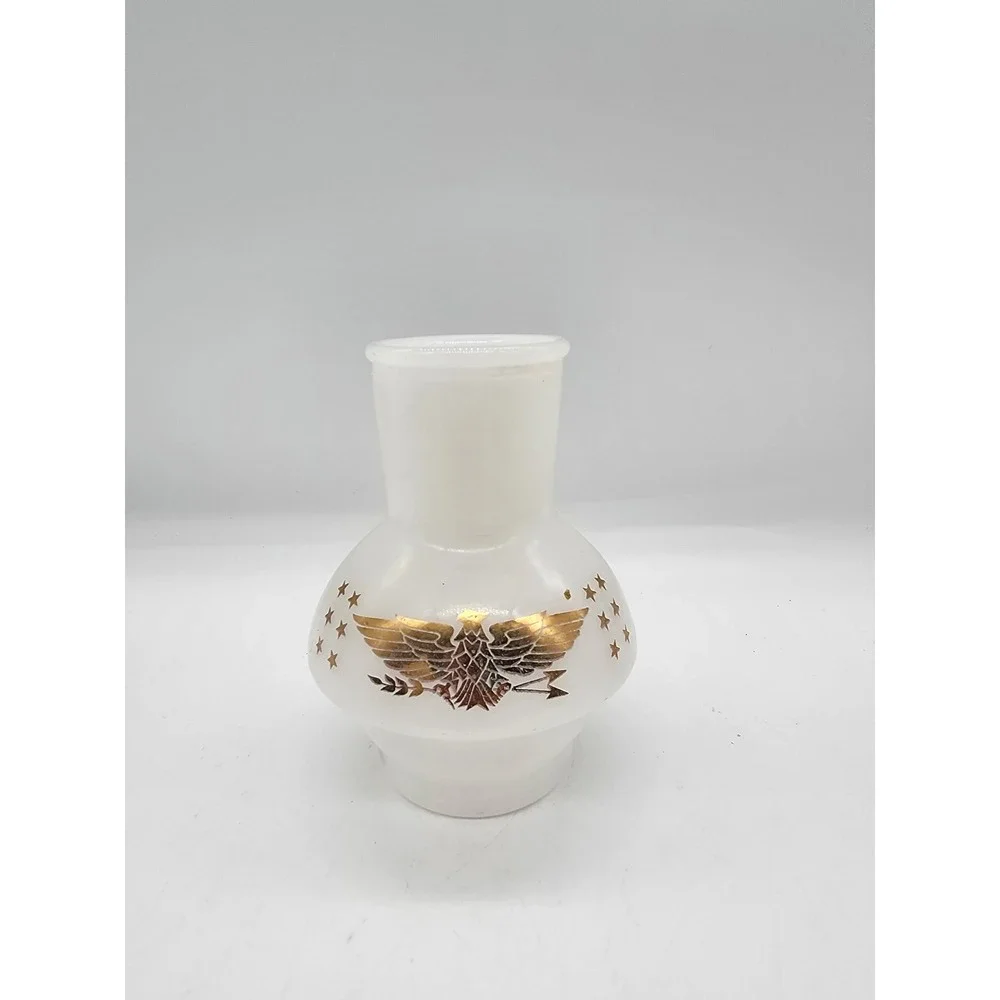 Vintage McKee Glasbake Hottle Milk Glass Coffee Carafe Gold Eagle Stars